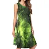 Kvinnors tankar Kvinnor trycker 2024 Summer Cool Green Printing Scoop Neck Tank Dress Casual ärmlös Boho Beach sundress Loose Clothing