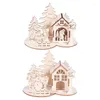 Decorazione per feste Christmas Tree House Ornaments Cabin Model Puzzle in legno Centrotavola per giocattoli artigianali fai -da -te per arredamento da davanzali