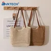 Sac à bandouliers Coton Crochet Sac Hollow Out Summer plage avec Zipper Tote Tote Holiday Travel Handsbag pour les femmes