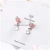 Stud -oorbellen Sole Memory Creative Stberry Crystal Stars Sweet Cute Sier Color Fashion Female Sea588 Drop Delivery Sieraden Otlho