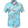 Męskie letnią koszulę z krótkim rękawem z Flamingo Hawaiian Beach Casual High Quality 240415