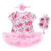 Rose New Baby Dress Dress Summer Girls 'Manga curta Dressão Harper Dress Baby Mesh Conjunto de vestidos infantis