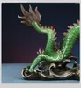 Figurine decorative da 33 cm Drago di rame colorato in ottone suona statua cinese Green Fengshui Ornment Lucky Gift Office Decorazioni per la casa