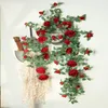 Decoratieve bloemen Silk Sweetheart Roses Vijnen kunstmatige groene plant tuin decor simulatie bloem roze witte roos wijnstok decoratie