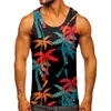 Palm Tree Print Top pour hommes 3D Sans manches en manches TEE PLAQUE HEMP MOTEUR HAUPHE HAWAII COLORFUR BEACHWEAR LOBE SHIRT 240415