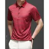 Herren Polos 2024 Sommer Diamond Seidenstiped Mens Polo Shirts Hochwertige Kurzarmgeschäft Casual Male T-Shirts Modem Man Tees