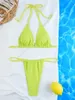 Swimwear féminin 5 couleurs licondés côtelés Bikini coupés de jambe de jambe de bain féminine à deux pièces Set Bather Bathing mail nage v5477