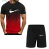 Bisiklet Jersey Setleri 2024 Yeni Mens Fitness Moda Seti Erkek Spor Giyim Seti Hızlı Kurutma Spor Giyim Kısa SEVED T-shirt+Şort 2 Parçalı Set L48