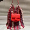 Винтажная тканая сумка с настоящей кожаной квадратной квадратной сумкой для женщин -дизайнерские сумочки повседневные большие сумки для плеч Hobo 240415
