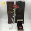 Fleurs décoratives G013-8 Real Rose trempée 24 km fleur préservée rouge plaqué Gold 11 pouces avec belle boîte cadeau pour cadeaux de mariage Valentines