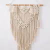 Tapissries Bohemian Style Macrame Wall Hanging Tapestry Handvävd bomull för heminredning vardagsrum sovrum dekoration gåva