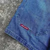 Шорты jnco y2k брюки Harajuku хип -хоп бульдог графический ретро -синий мешковой джинсовый тренажерный зал. Женщины с высоким баскетболом 240411