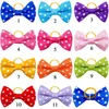 Dog Apparel 10PCS Bulk Pet Hair Accessories Solid Color Polka Dot Bow With Rubber Band Cute Grooming Products Supply