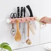 Kitchen Storage 6-link Hook Without Punching Adhesive Wheat Straw Knife Rack Wall Hanging Holder