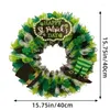 Flores decorativas do dia de shamrock de St Patrick Shamrock Irlanda Clover Porta da frente Christmas Green pendurado sinal de boas -vindas Ornamento de guirlanda para parede