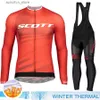 Radsporttrikot setzt Scott Cycling Man Herren Hosen Gel -Hemd Lange Seve Sportswear Winter Thermal Fece Jersey Tricuta MTB Professional Bib Anzug L48