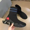 Erkek Yüksek Üst Sneakers Bahar Kumaş Dayanıklı Çorap Ayakkabı Dört Şok Emiciler 5cm Ofis Benzersiz Sıradan Çorap Ayakkabı Yüksek Son Tasarımcı İnsan Ayakkabı