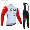 Cykeltröja sätter UAE Team Autumn Cycling Jersey Set Bicyc Sportwear Mtb Maillot Ropa Ciclismo Road Bike Uniform Long Seve Bicicta Clothing L48