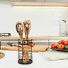 Kök lagringsredskap för bänkskiva multifunktionell pinnar dränering rund bordsartiklar sked gaffel arrangör