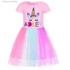 Girl's Dresses 3-12y Girls Dresses For A For Adley Cotton Girls Sparkles Dress Cartoon Princess Dress for Girls Summer Clothes T240415