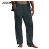 Herrenhosen Baumwollwäsche losen Autum lässige männliche atmungsaktive Hose Solid Color Draw String Jogger Yoga Long