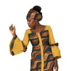 Afrykańskie drukowane sukienki damskie długie sukienki z chustami na głowę modne odzież, wy2347
