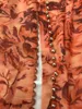 Pinkoz runway designer summer spring orange printed maxi dress single breasted lantern sleeve long party holiday vestidos sashes 240410