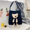 Bag Cute Small Women's 2024 Summer Bear Canvas One Shoulder Tote Handbag Bags For Women