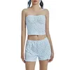 Women's Tanks Women Two Piece Pajama Set Sleeveless Strapless Floral Bandeau Tube Top Shorts Sets 2 Summer Outfits Loungewear