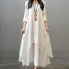 Elegant And Exquisite Cotton Dress For Women White Vestido Formal Occasion Dresses Loose Large Vintage Robe Womens Wear 240415