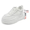 Casual Shoes Fujin 8.5cm Luftnät äkta läderplattform Kile High Brand Flats Summer Fashion Chunky Sneaker Hollow Comfy