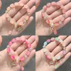 Charm Bracelets 2024 Sweet Butterfly Beaded Bracelet For Women Girls Pink Purple Imitation Jade Bohemian Crystal Hand Jewelry Birthday Gifts