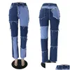 Jeans womens patchwork donna ad alta vita fiammata y ladies campanello jean pantaloni jean pantaloni pantaloni