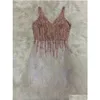 Basic & Casual Dresses High Quality Pink White Feathers Rayon Bandage Dress Elegant Night Club Party Vestidos 230404 Drop Delivery Ap Dhmke