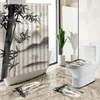 Tende per doccia cinese tende paesaggistica pittura inchiostro arte set da bagno set di alberi di bambù design fiori