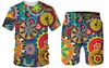 Summer African Tenues 3D Sport Imprimé Men Shorts Suit Vintage décontracté 2 pièces T-shirts