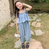 Clothing Sets Humor Bear Summer Girls' Clothes Floral Camisole Top Loose Long Trousers 2Pcs Casual Kids