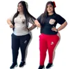 Dames tracksuits merk sportkleding ontwerper dames yoga set 2pcs mode retro printing jogging hoge elastische puls maat l-4XL t-shirt pak truishirt kleding