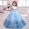 Vestidos de menina 2024Now Flor Boy Long Dress Girl Girl Piano Performance Dress Vestido de festa de aniversário lindo 4-12 anos de idade