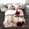 Zestawy pościeli 3D Rose Kwiat Zestaw MAO MAO Podwójne łóżko King Size Quild Cover Pillass Home Tekstylia