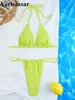 Swimwear féminin 5 couleurs licondés côtelés Bikini coupés de jambe de jambe de bain féminine à deux pièces Set Bather Bathing mail nage v5477