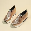 Casual Shoes Patent Leather Platform Loafers for Women 2024 Spring Light Gold Silver Sneakers Woman Plus Size 42 Slip On