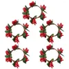 Decorative Flowers 5 Pcs Christmas Wreath Xmas Ornament Rings Wreaths Cloth Berry Napkin Pillars