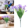 Flores decorativas Decorações de bolo de casamento Lavanda Bunco 4packs Plástico Artificial de flor artificial Arranjo de seda 7 Forks