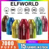 Elfworld Bugatti 7000 Puflar Tek Kullanımlık E Sigara Vape Puff 7K 0% 2% 3% 5% 15ml Önceden doldurulmuş bölme örgü bobin 500mAH şarj edilebilir pil kalem VAPER Cihaz LED Işık