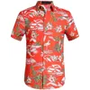 Męskie letnią koszulę z krótkim rękawem z Flamingo Hawaiian Beach Casual High Quality 240415