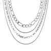 Individualiserad och överdriven punkstil Metall Multi-Layer med vit K Round Snake Chain staplad halsbandsdekoration