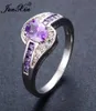 Anéis de casamento junxin feminino roxo anel oval moda branca em ouro preto preenchido vintage para mulheres presentes de pedra de aniversário 9473447