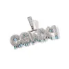 Hip Hop Iced Out Luminous Water Drop Crown Nom Custom Nom Pendentif Pendant avec Diamond Fashion Jewelry Pendants Charms Men Femmes