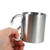 Mugs 220ML Stailess Steel Mug Cup Camping Outdoor Travel Coffee Tea Beer High Quality Foldable Handle